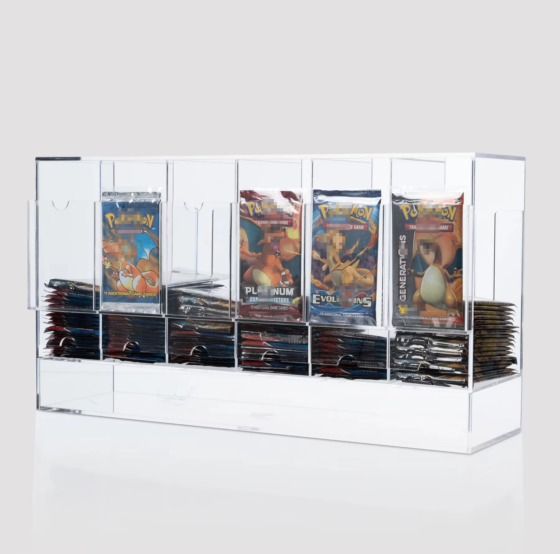 Custom 6 Slot clear Pokemoned Booster Card Protective Case Acrylic Booster Pack Dispenser