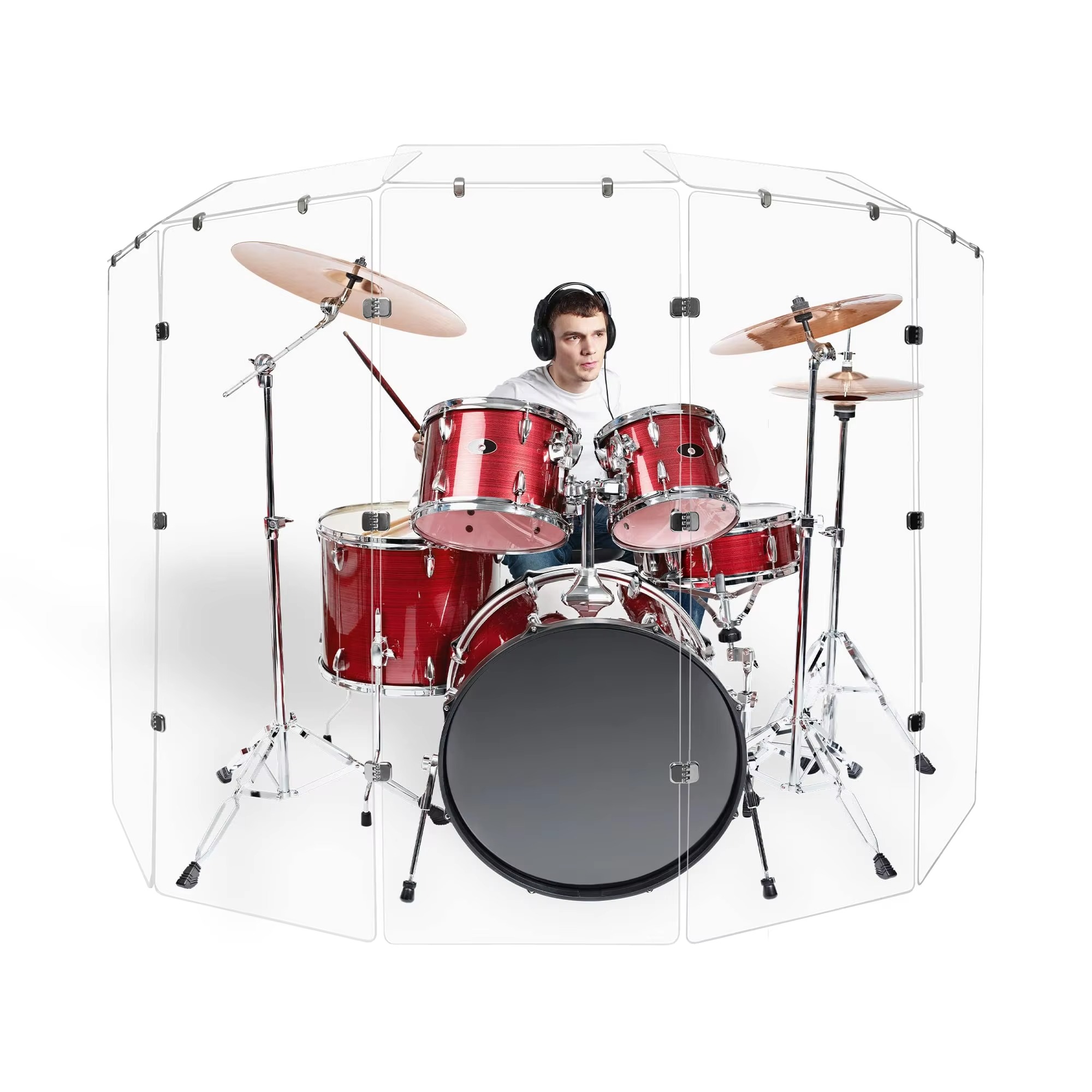 Customized Acrylic Panels Drum Cage Shields Sound Barrier Booth Baffle Drum Set Sound Shield Drum s Shield Acrylic Sheet Panels