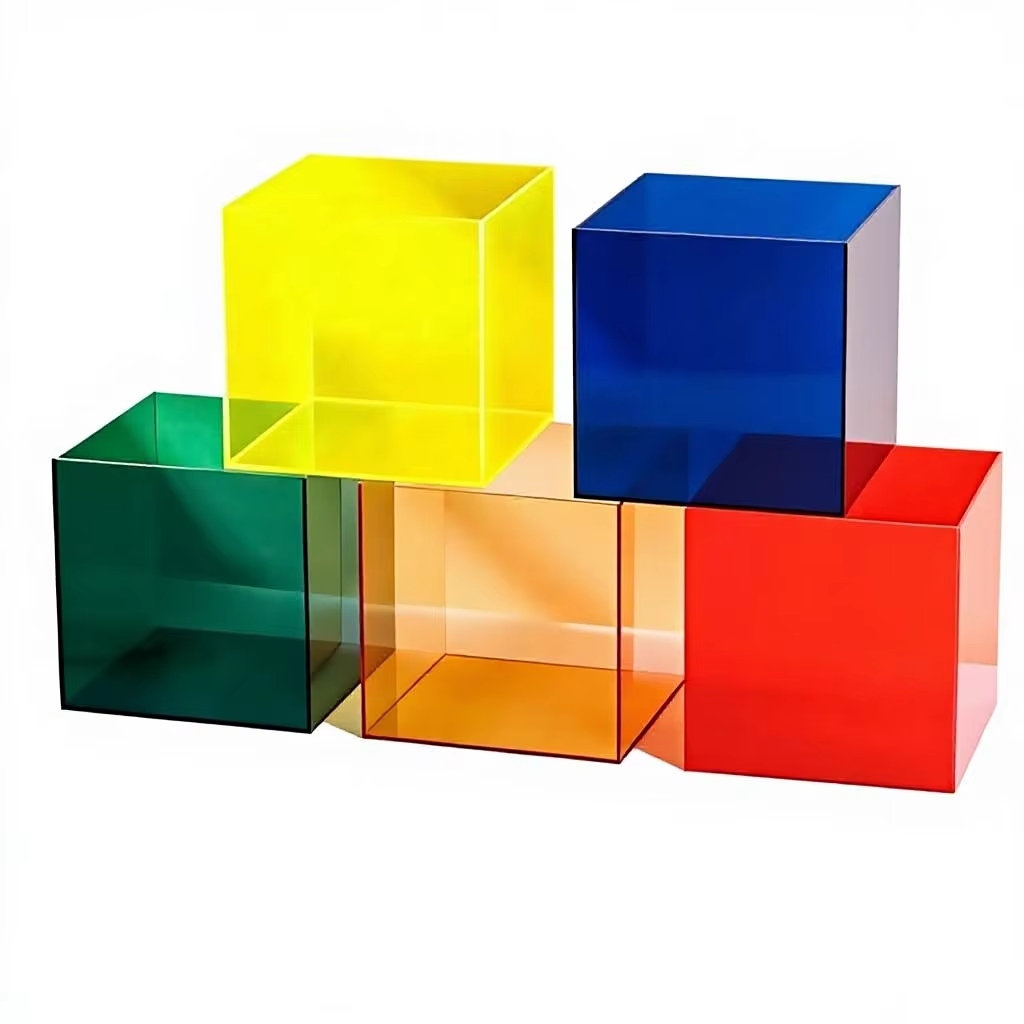 AcrylicPlexiglass Five-Sided Solid Custom Color Transparent Display Storage Box with Dust Cover Hand-Made