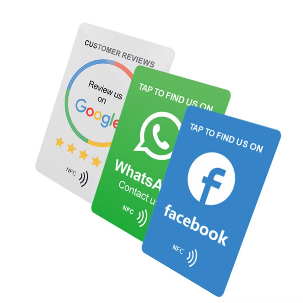 OEM Custom Contactless N 213 215 216 Chip NFC RFID Card Google Whats App Facebook Review Card