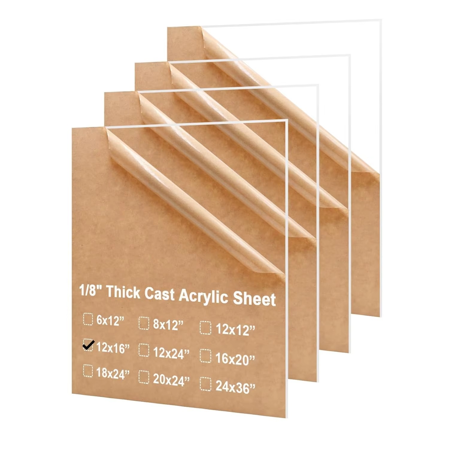  1/8" Thick (3mm) Acrylic Sheets,Clear Cast glass with Protective Paper for Signs DIY Display Projects,Craft