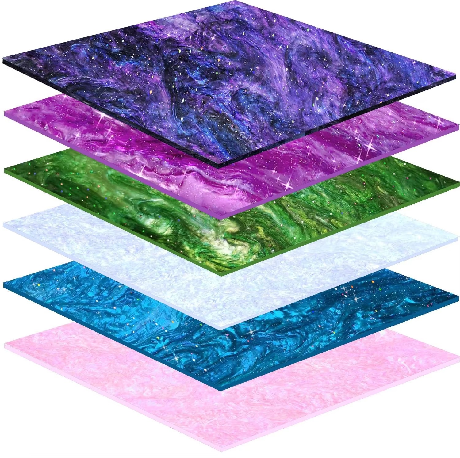 CHEERFOR  Glitter Pearl Acrylic Sheet 1/8 for Laser Cutting Swirl Sparkly Pearl Glitter Cast Acrylic Plastic Sheets for CO2 Lasers