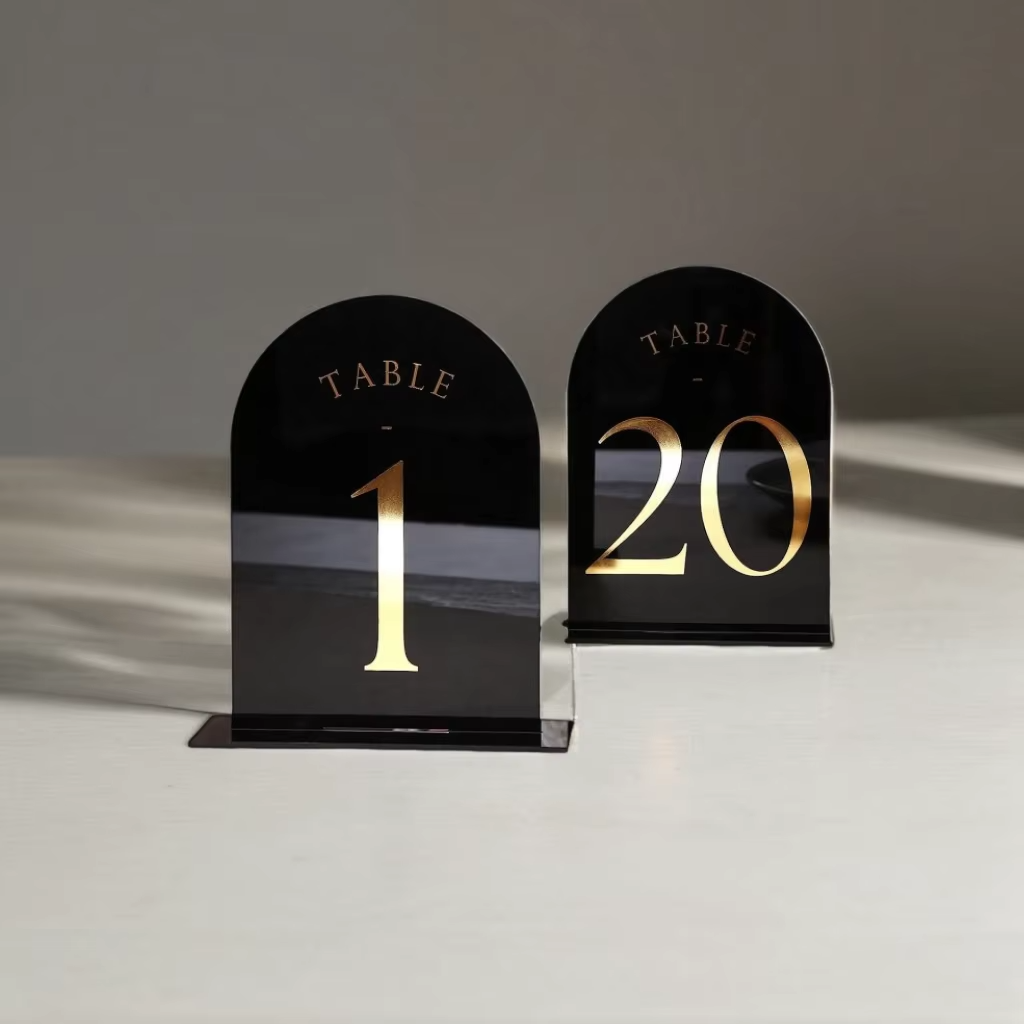 Square Party Table Decorations Wedding Welcome Sign Stand 2-color UV Printed Clear Matte Frosted Acrylic Sheet Mirror