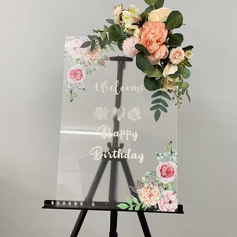  Customizable Clear Acrylic Wedding Sign Holder with UV Printing and 1 Color Welcome Sign for Wedding Decorations