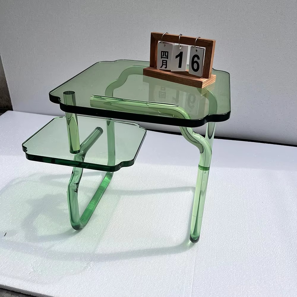 Nordic Style Double Layer Acrylic Coffee Table Clear Sheet Waterproof Irregular Shape-Modern Design for Birthday/Anniversary