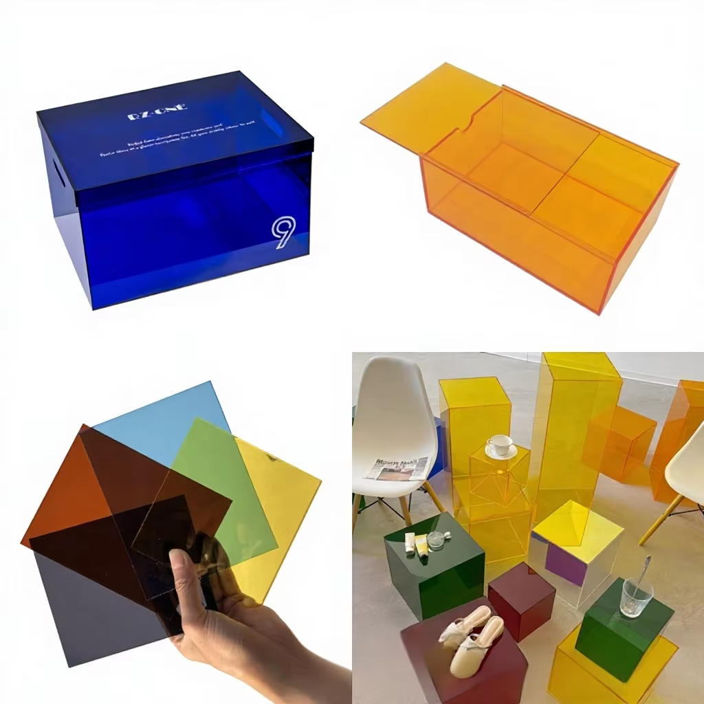 Acrylic Plexiglass Top-and-Bottom Lid Gift Storage Display Box with Lid Semi-Transparent Model