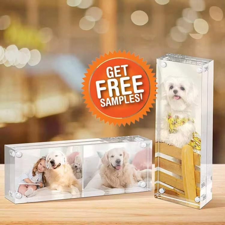 2x6 Magnetic Acrylic Picture Frame Clear Acryl Bilderrahmen Block Picture Frame for Desktop Display