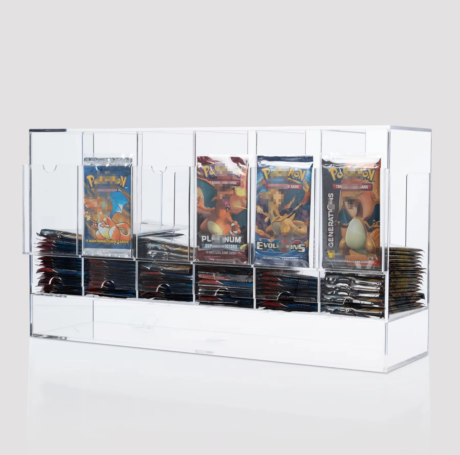 Factory Supplier Custom 6 Slots Clear Acrylic Trading Card Booster Packs Dispenser, Booster Box Display Case