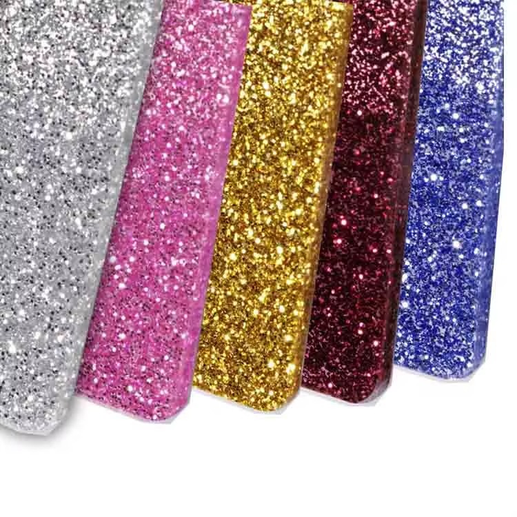 Colorful Iridescent Board Bright Luxury Decoration Wall Block Glitter Acrylic Sheet Custom Cut